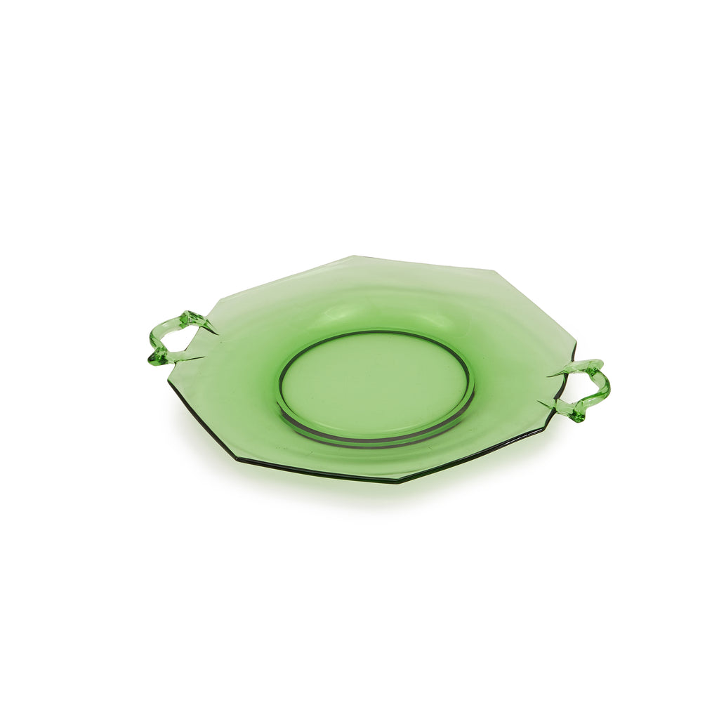 Green Glass Octagonal Tray