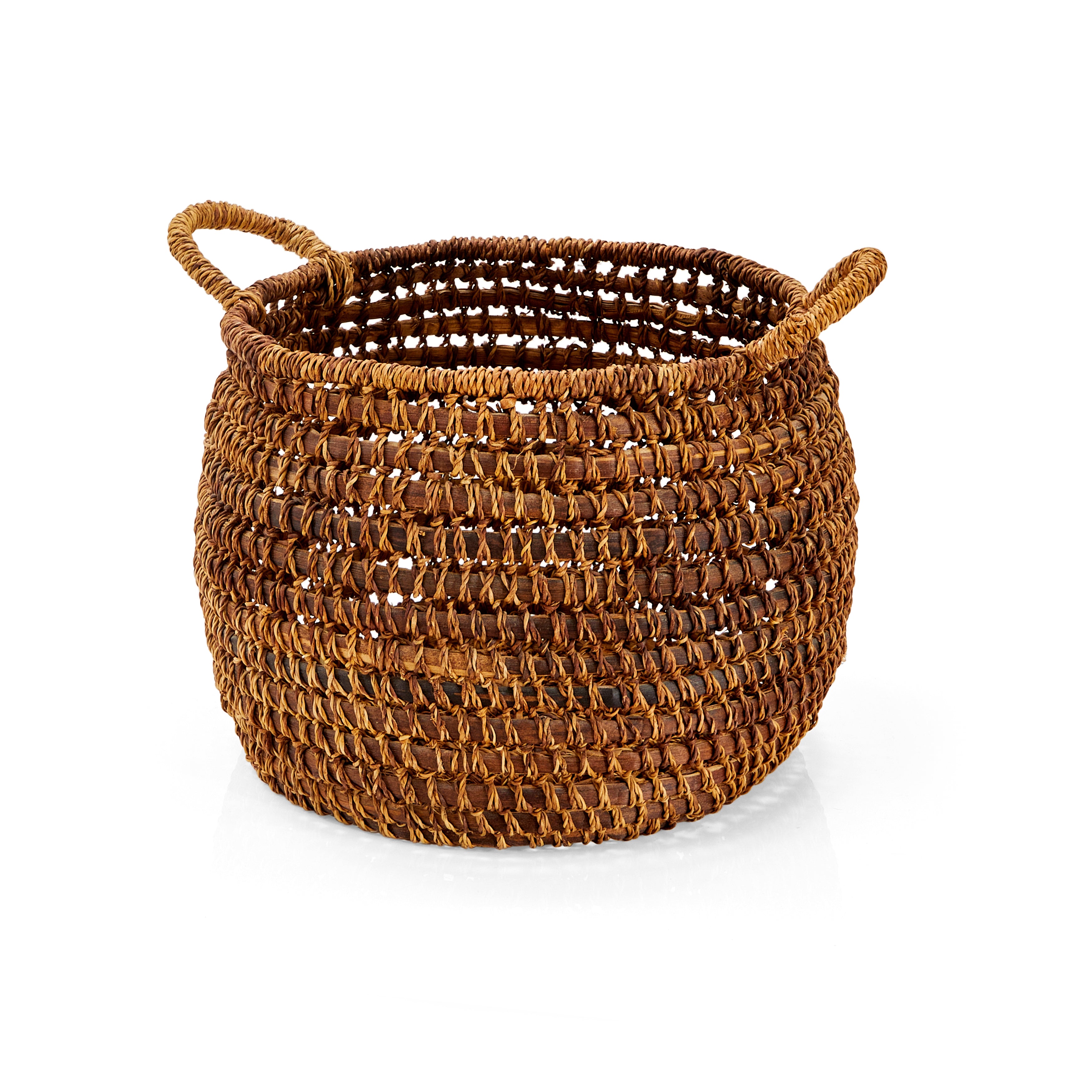 Brown Woven Basket with Handles - Gil & Roy Props