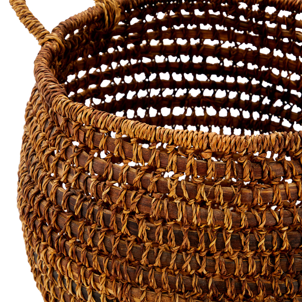 Brown Woven Basket with Handles