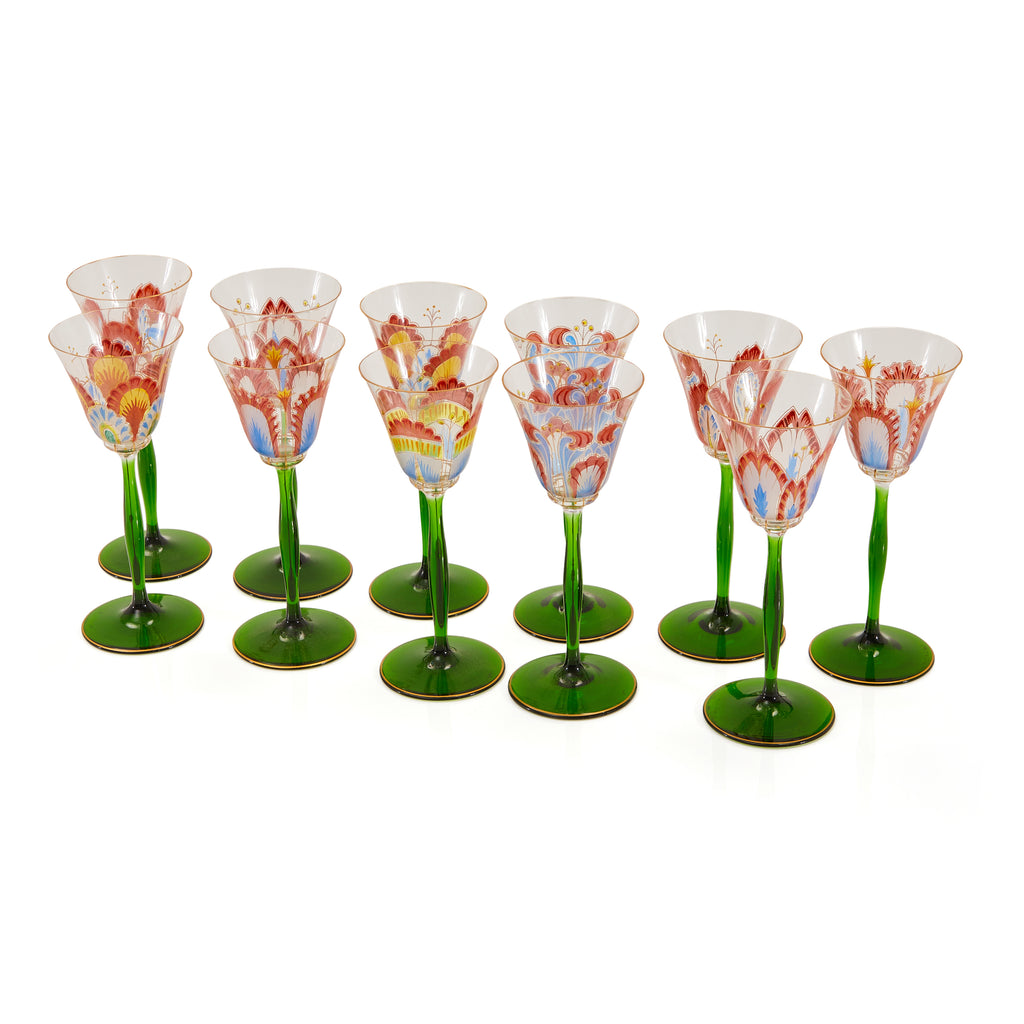 Green & Red Floral Fancy Glasses