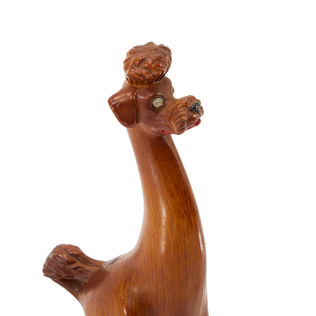 Wood Long-Necked Dog Figurine
