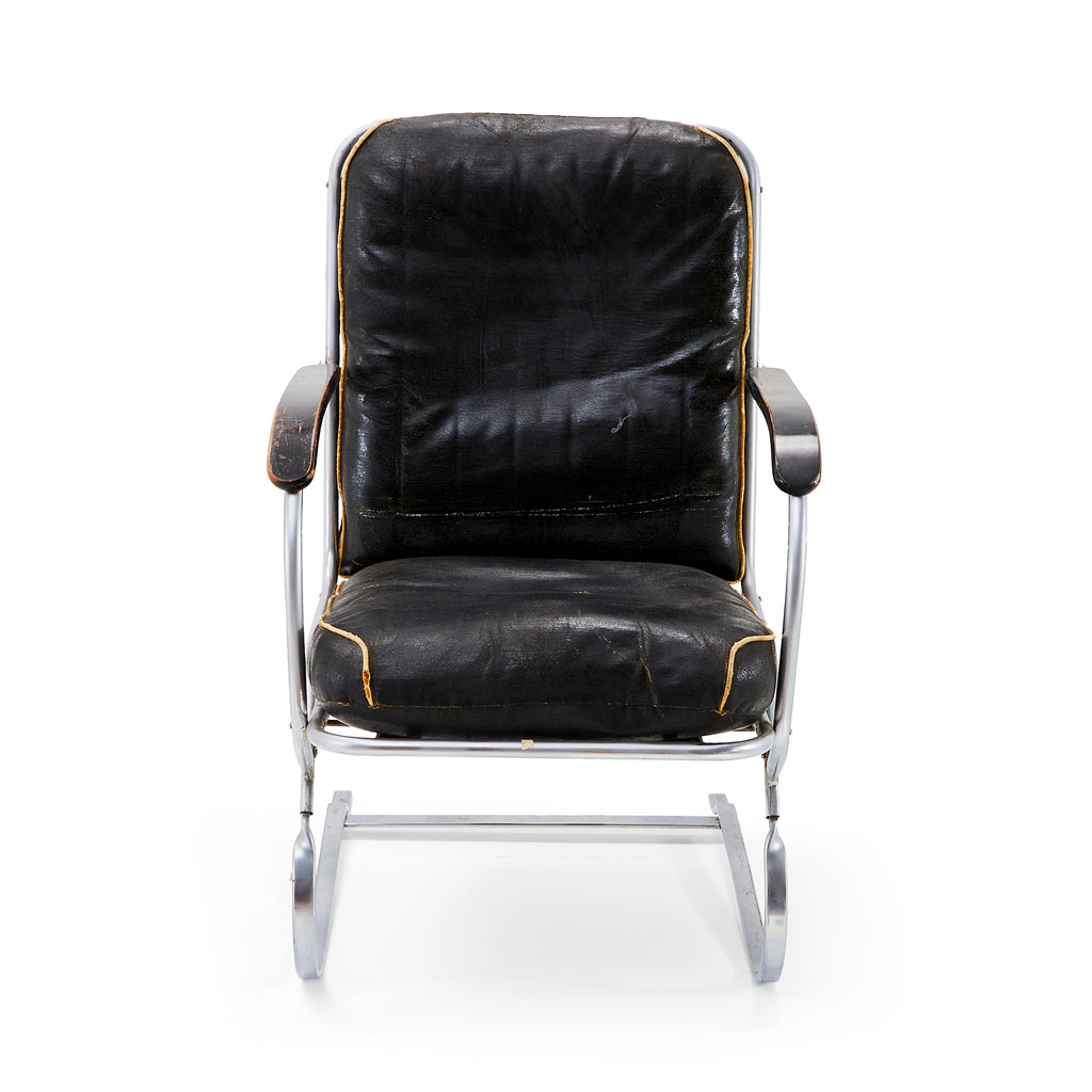 Black & Chrome Distressed Lounge Chair