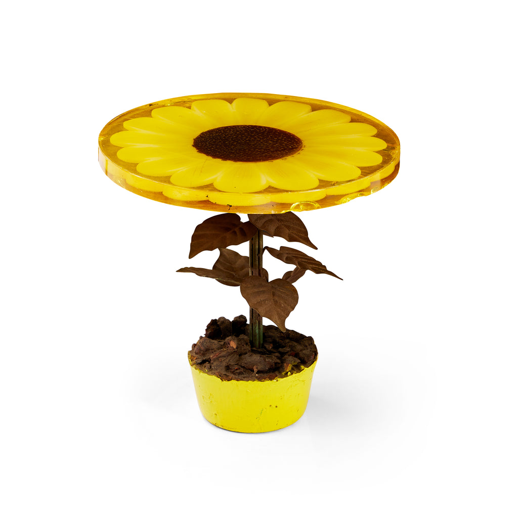 Yellow Faux Flower Pot End Table