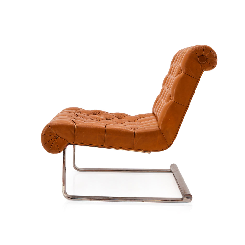 Brown Leather Tufted Chair