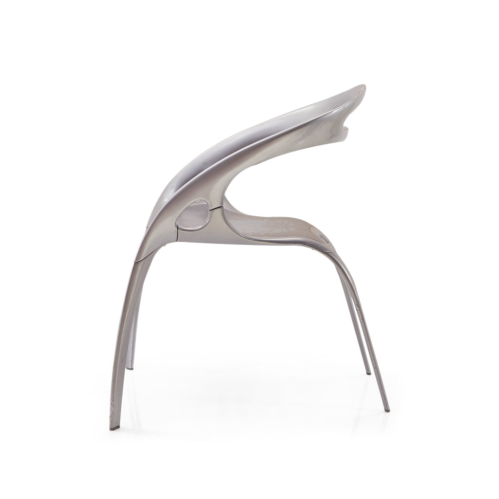 Silver Futuristic Metal Cutout Chair