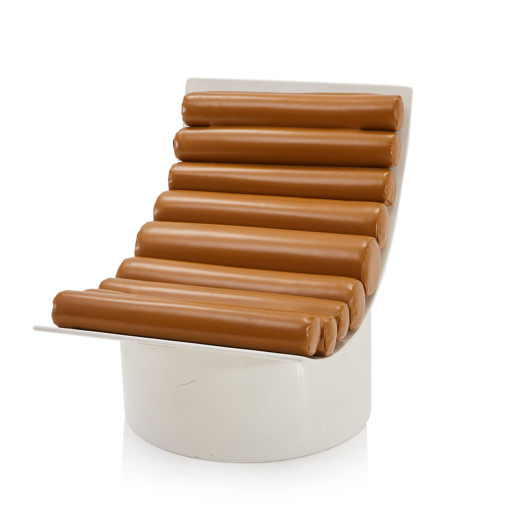 Brown & White Roller Cushion Modern Lounge Chair