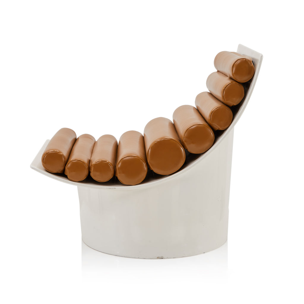 Brown & White Roller Cushion Modern Lounge Chair