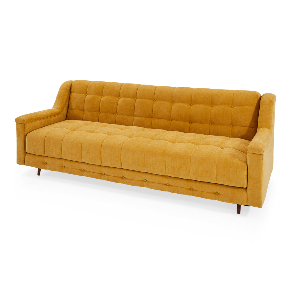 Yellow Tufted Fabric Sofa