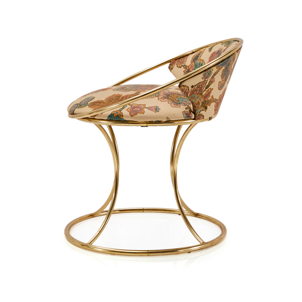 Gold & Tan Floral Vanity Chair