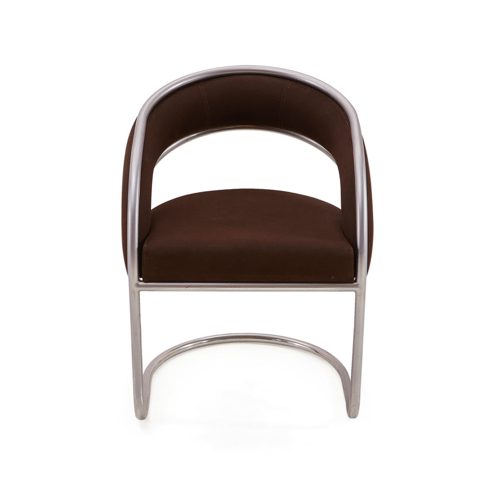 Brown & Chrome Dining Arm Chair