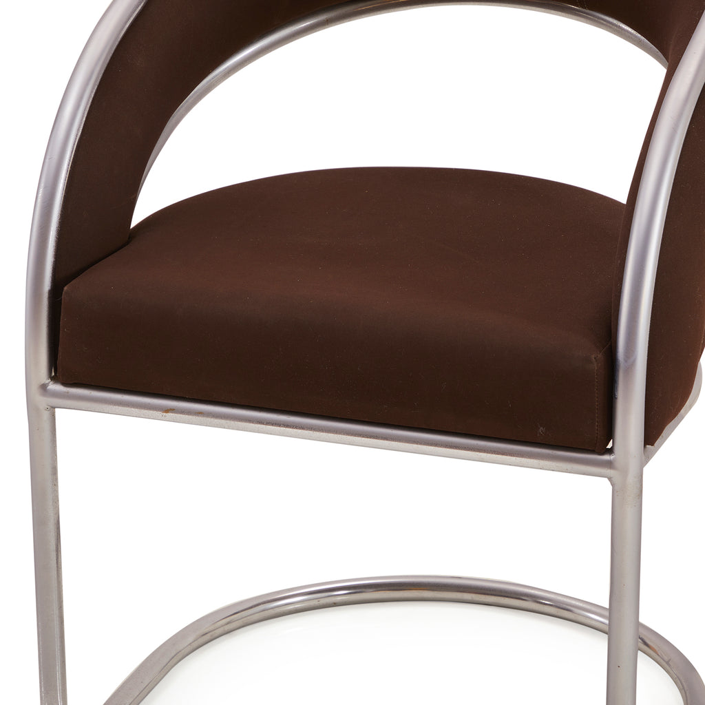 Brown & Chrome Dining Arm Chair