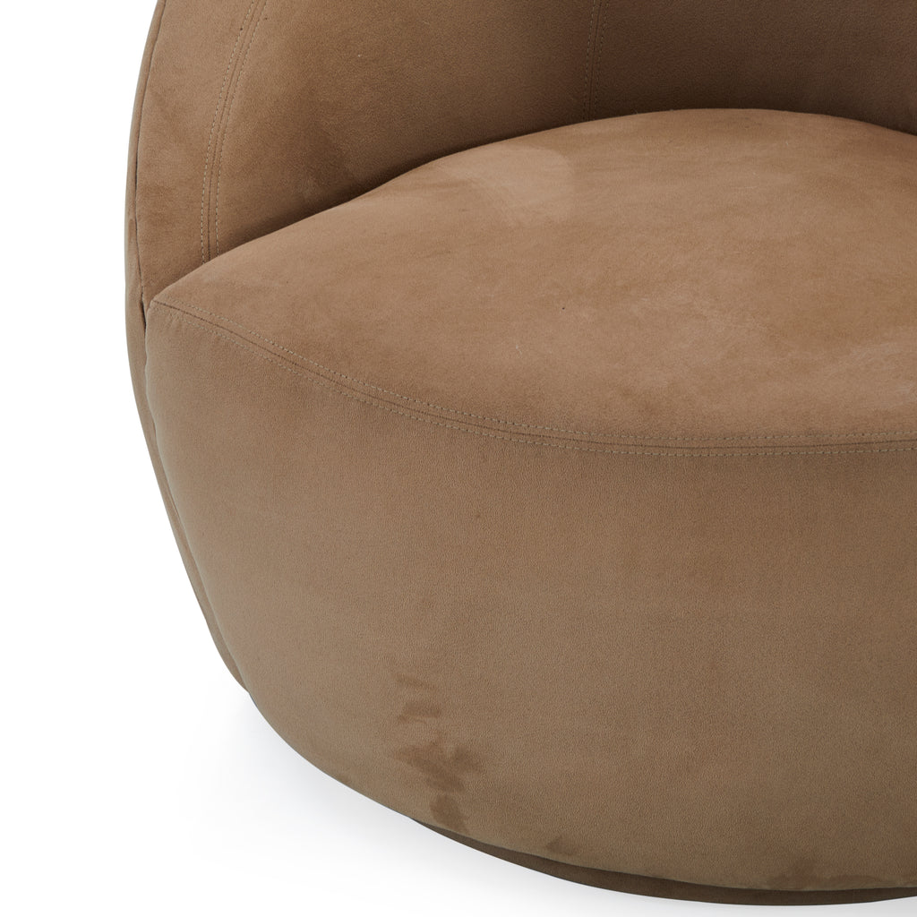 Brown Modern Suede Swirl Lounge Chair - Left