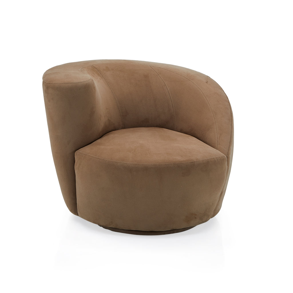 Brown Modern Suede Swirl Lounge Chair - Right