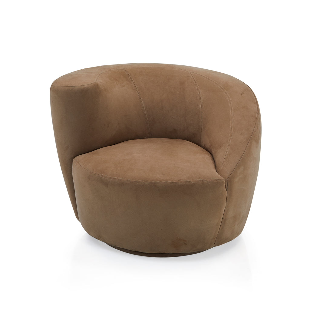 Brown Modern Suede Swirl Lounge Chair - Right