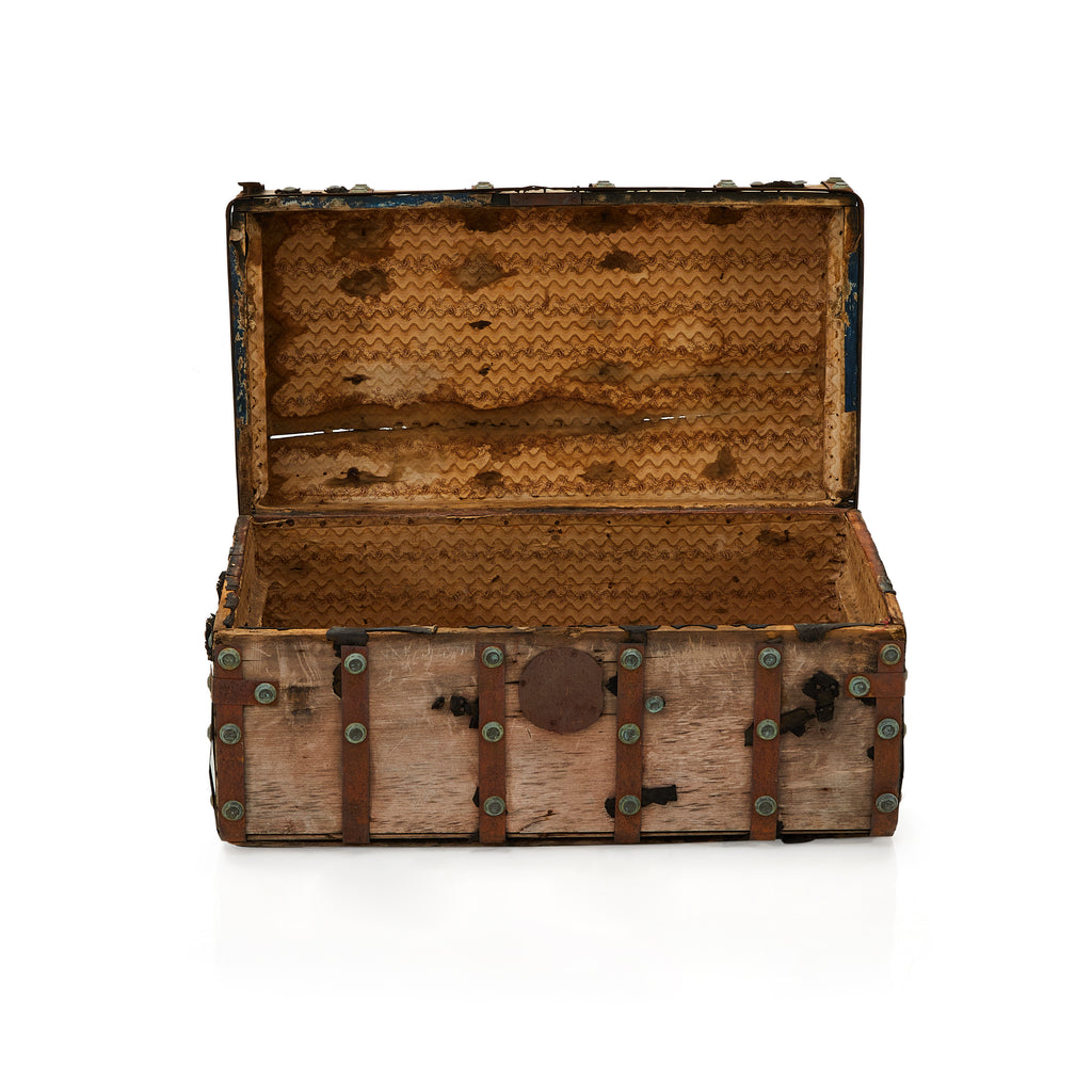 Wood & Steel Band Distressed Trunk