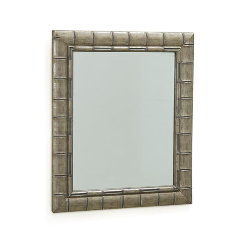 Grey Metal Grooved Wall Mirror