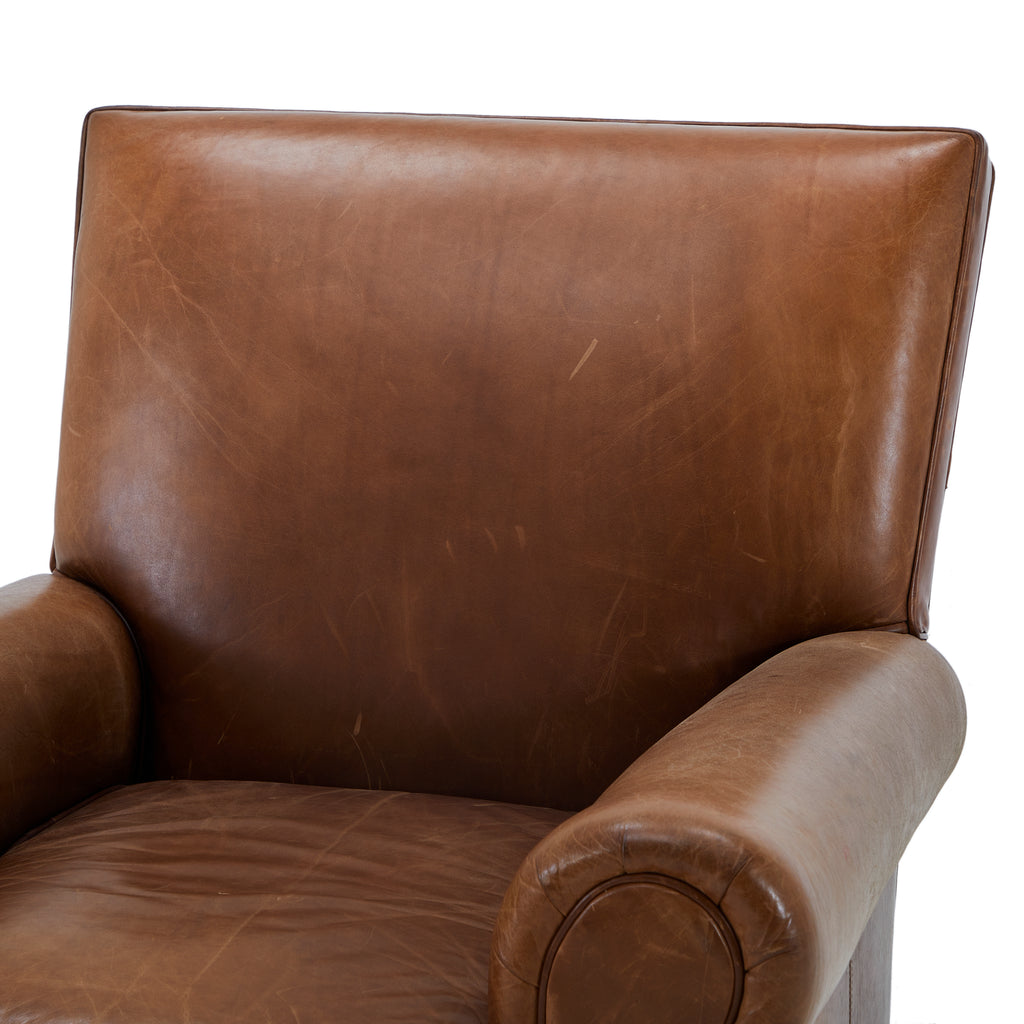 Brown Leather Distressed Arm Chair