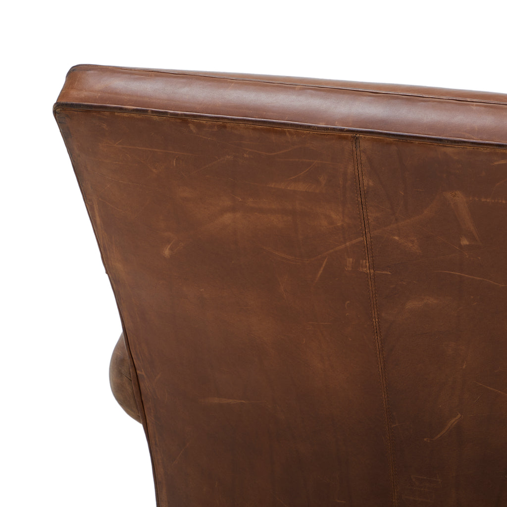 Brown Leather Distressed Arm Chair