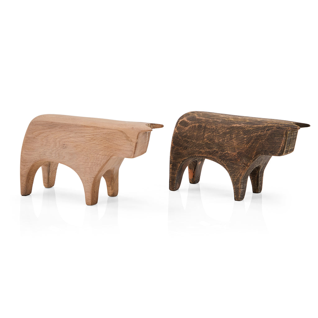 Wood Bull Table Sculpture Dark (A+D)