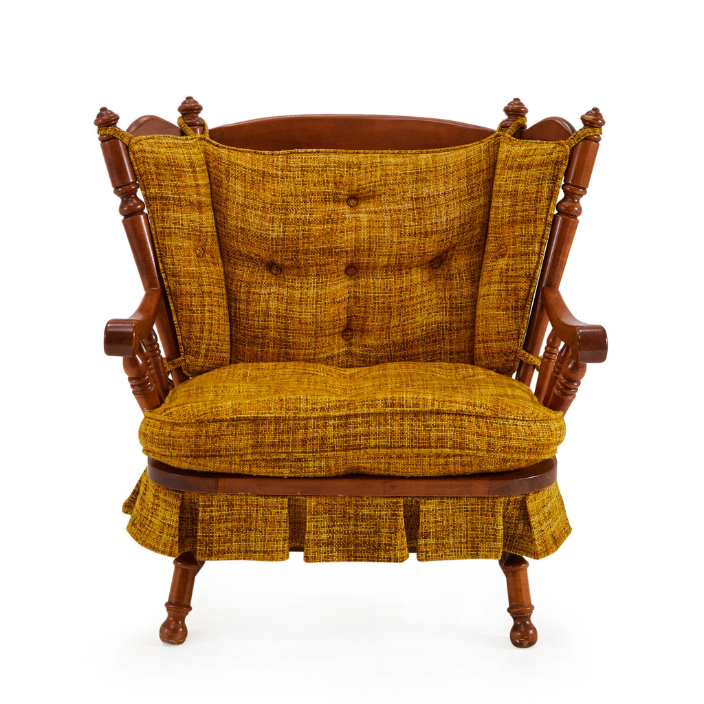 Granny Wood Armchair with Yellow Cushions