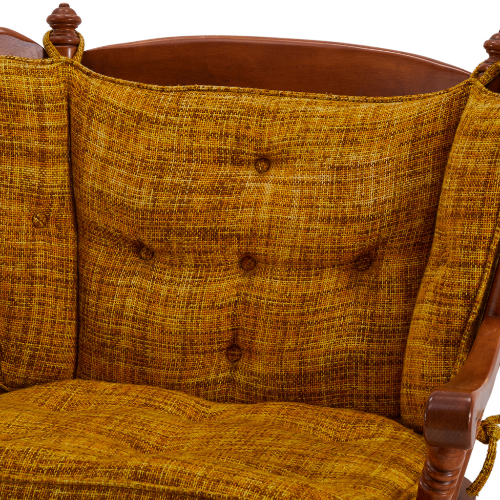 Granny Wood Armchair with Yellow Cushions