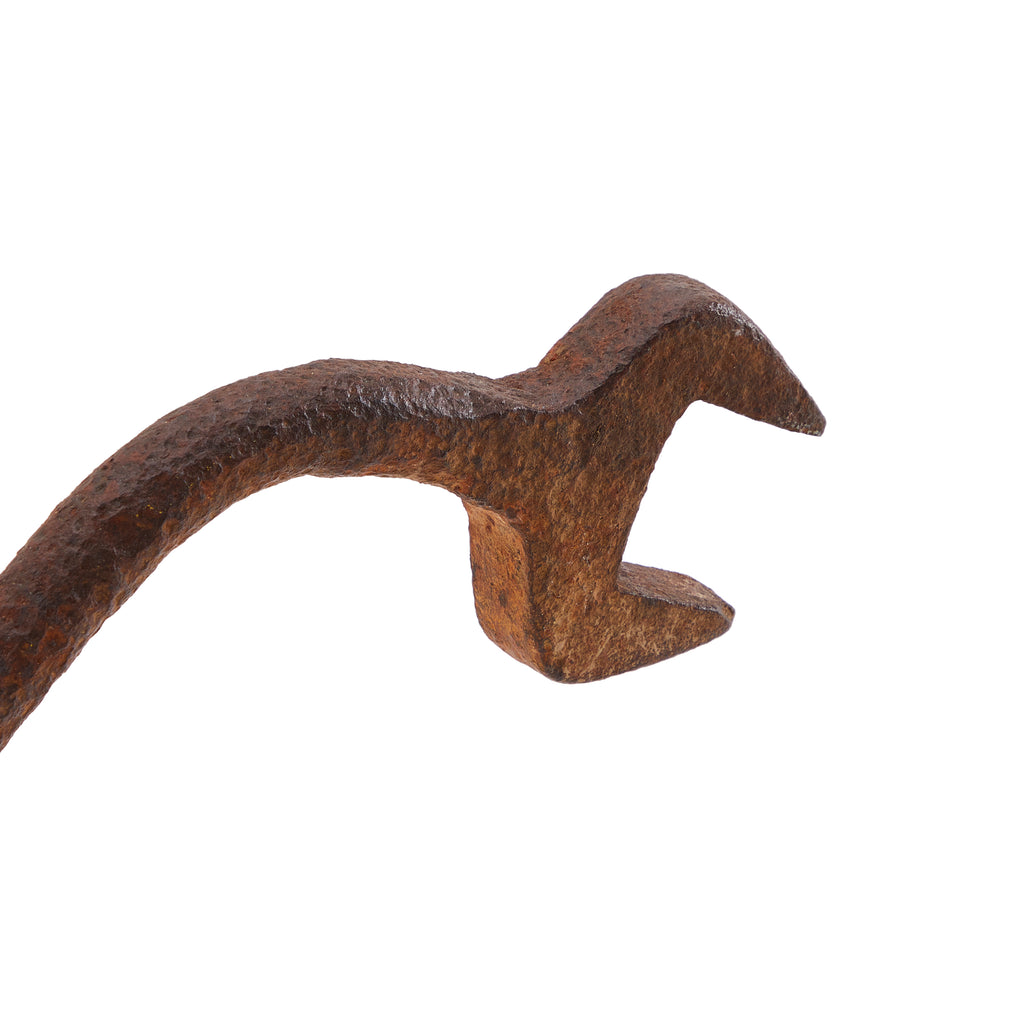 Rust Metal Bent Wrench Sculpture