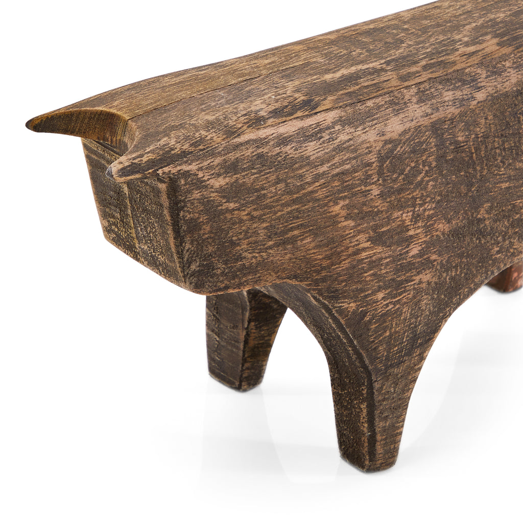 Wood Bull Table Sculpture Dark (A+D)