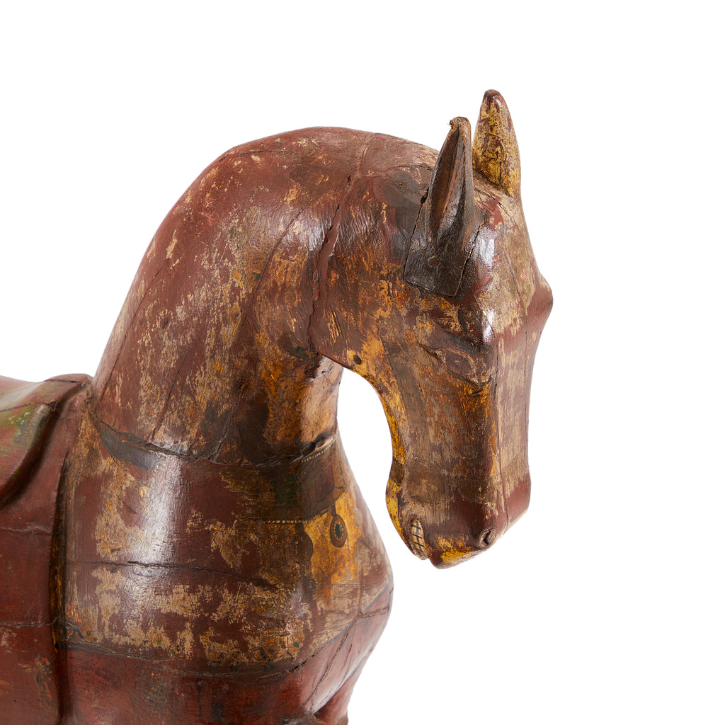 Wood Faded Paint Horse Sculpture
