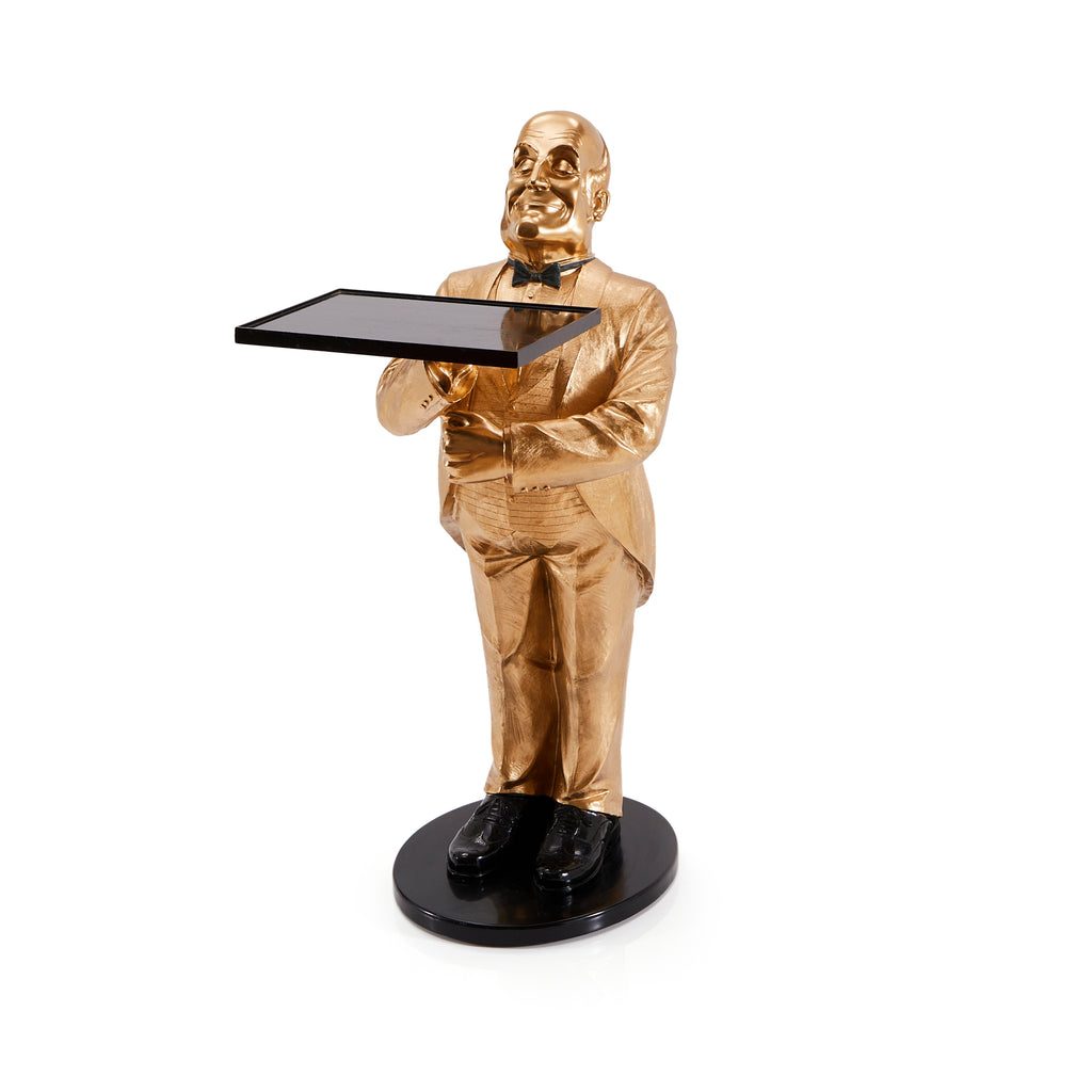 Gold Butler Statue with Tray