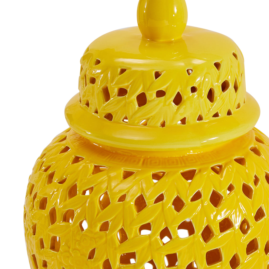 Yellow Ceramic Cutout Urn (A+D)