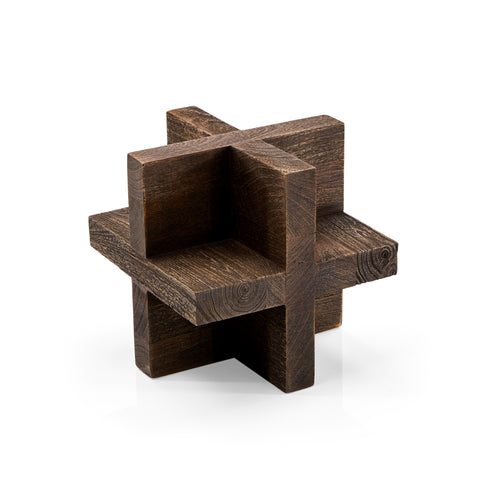 Wood Block Table Sculpture Dark (A+D)