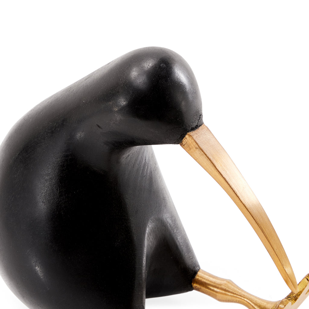 Black & Gold Kiwi Bird Table Sculpture (A+D)