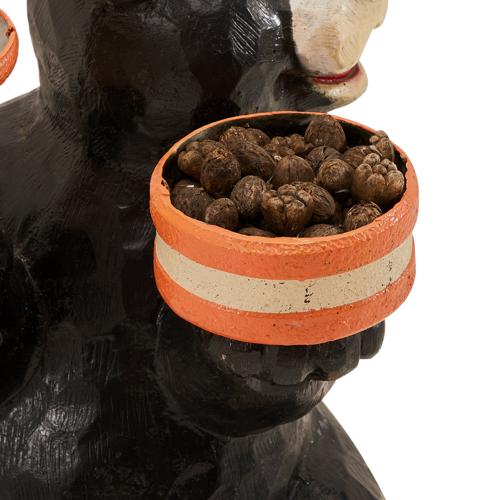 Black Bear Sculpture with Nuts and Paintbrush