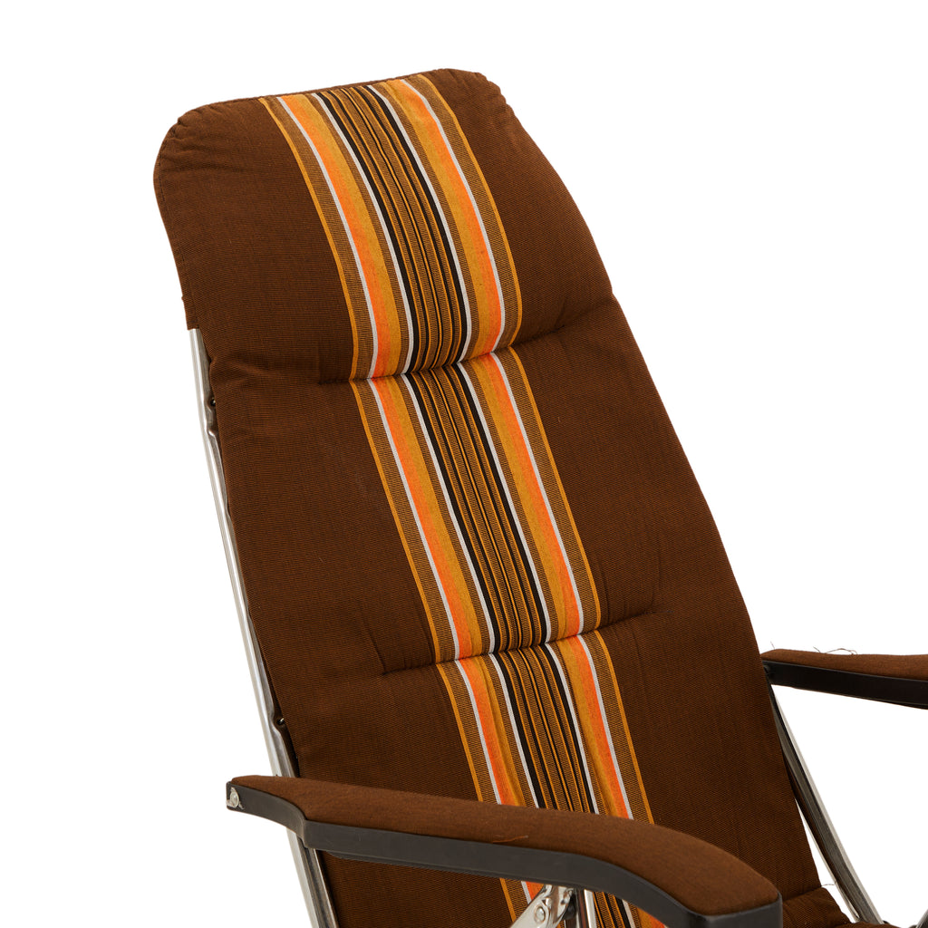 Brown & Orange Vintage Folding Chaise Lounger