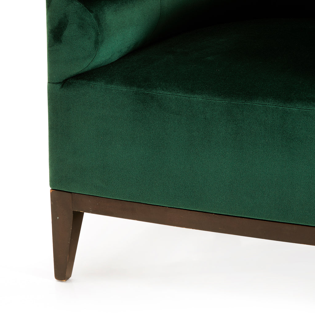 Green Curved Velvet Armchair