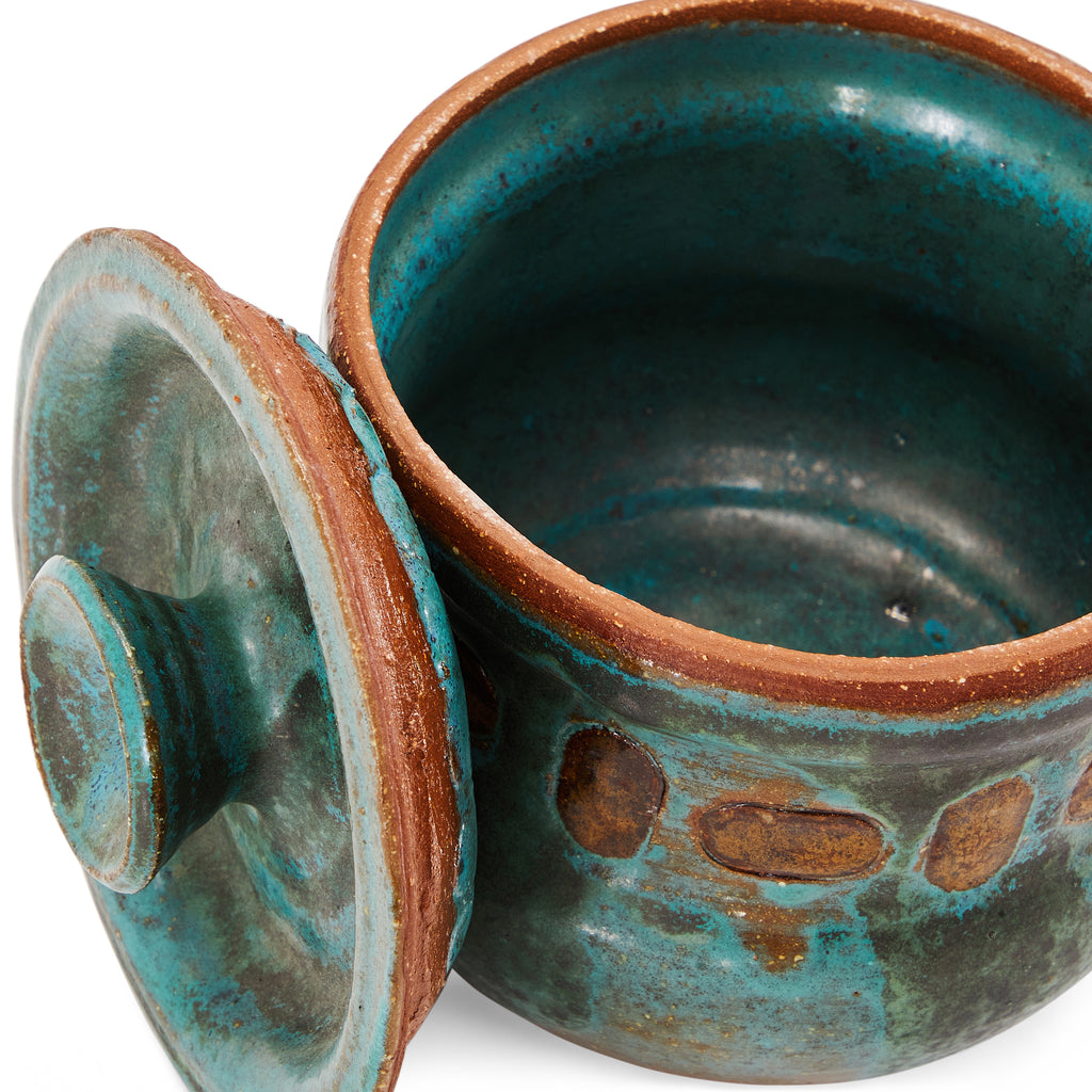 Blue & Brown Ceramic Jar (A+D)