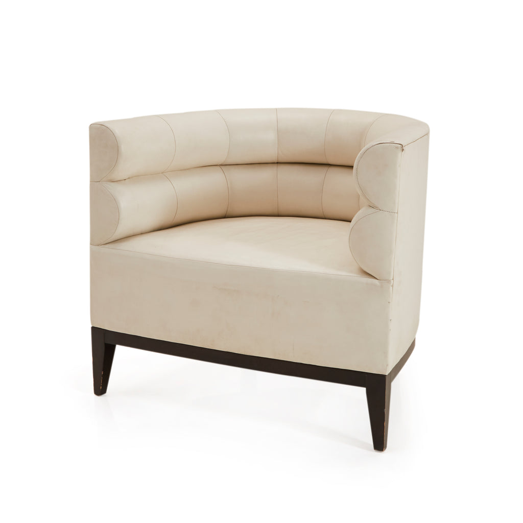 White Curved Leather Armchair