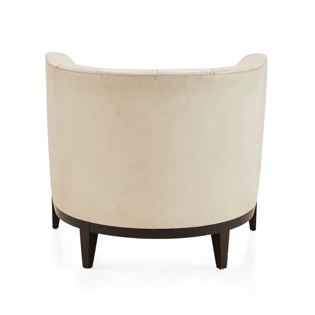 White Curved Leather Armchair
