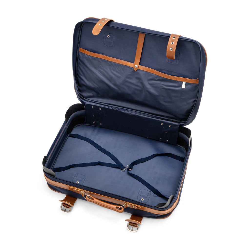 Blue & Tan Leather 'Samsonite' Suitcase Large