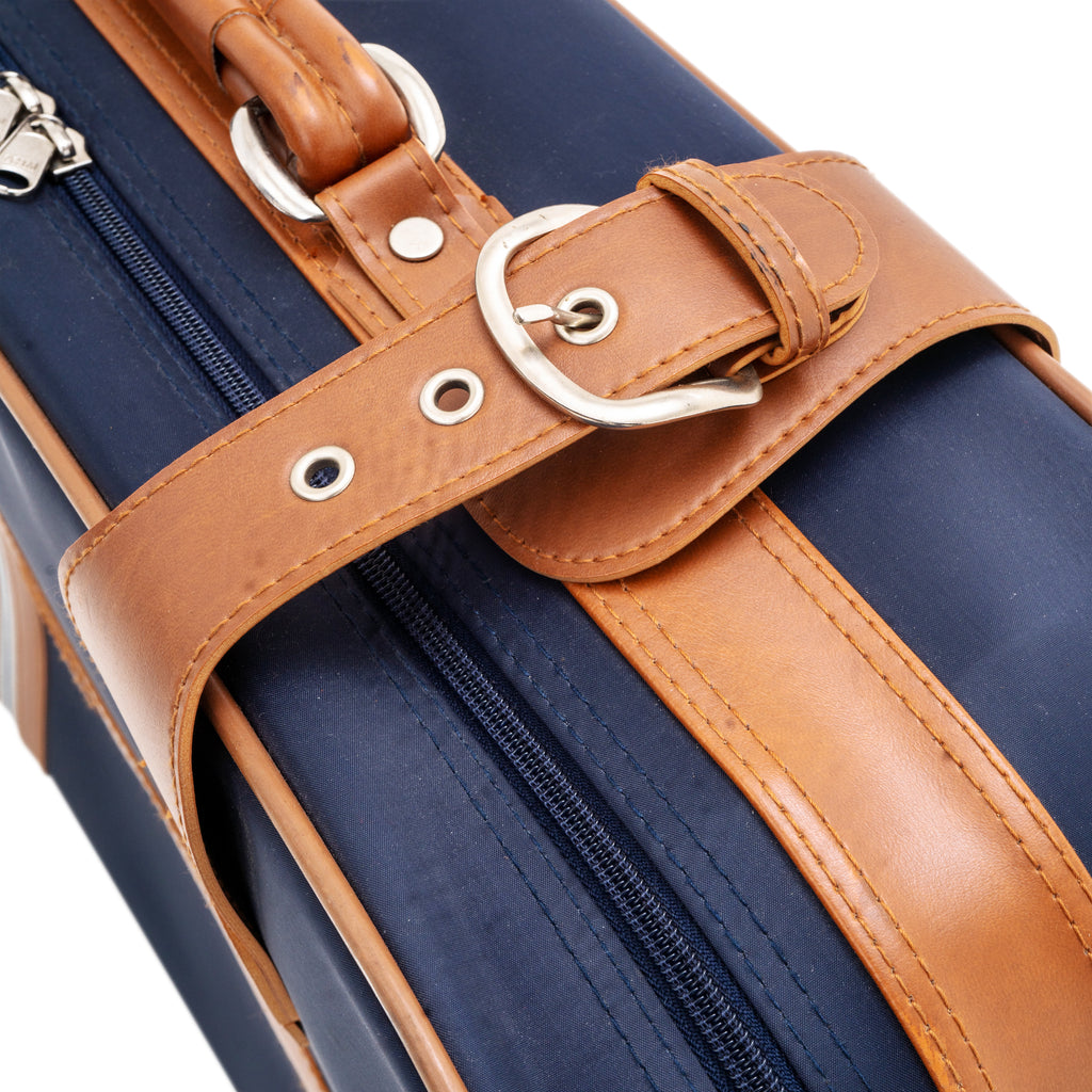 Blue & Tan Leather 'Samsonite' Suitcase Large