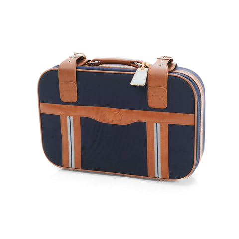 Blue & Tan Leather 'Samsonite' Suitcase Small