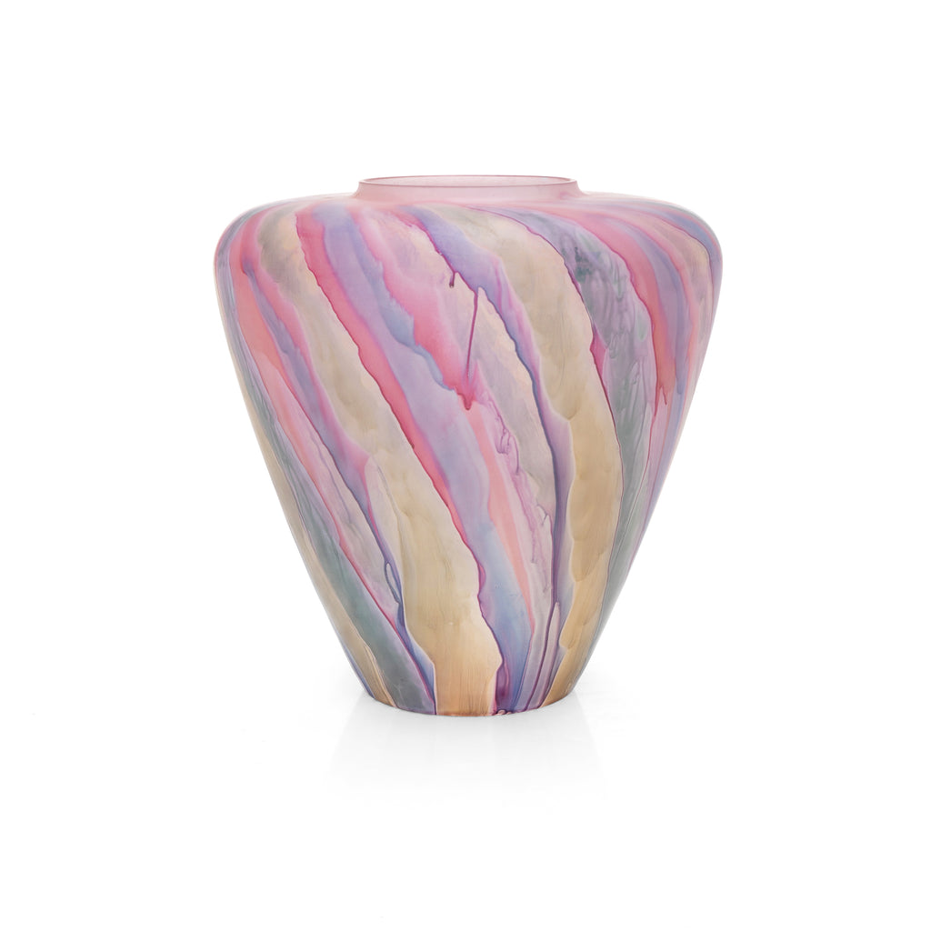 Pink & Violet Dripping Tulip Glass Vase (A+D)