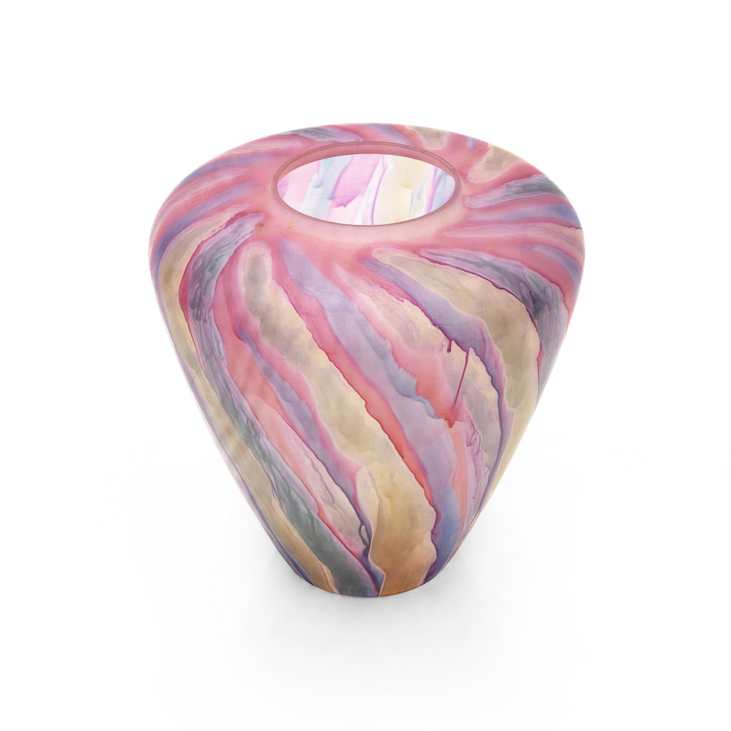 Pink & Violet Dripping Tulip Glass Vase (A+D)