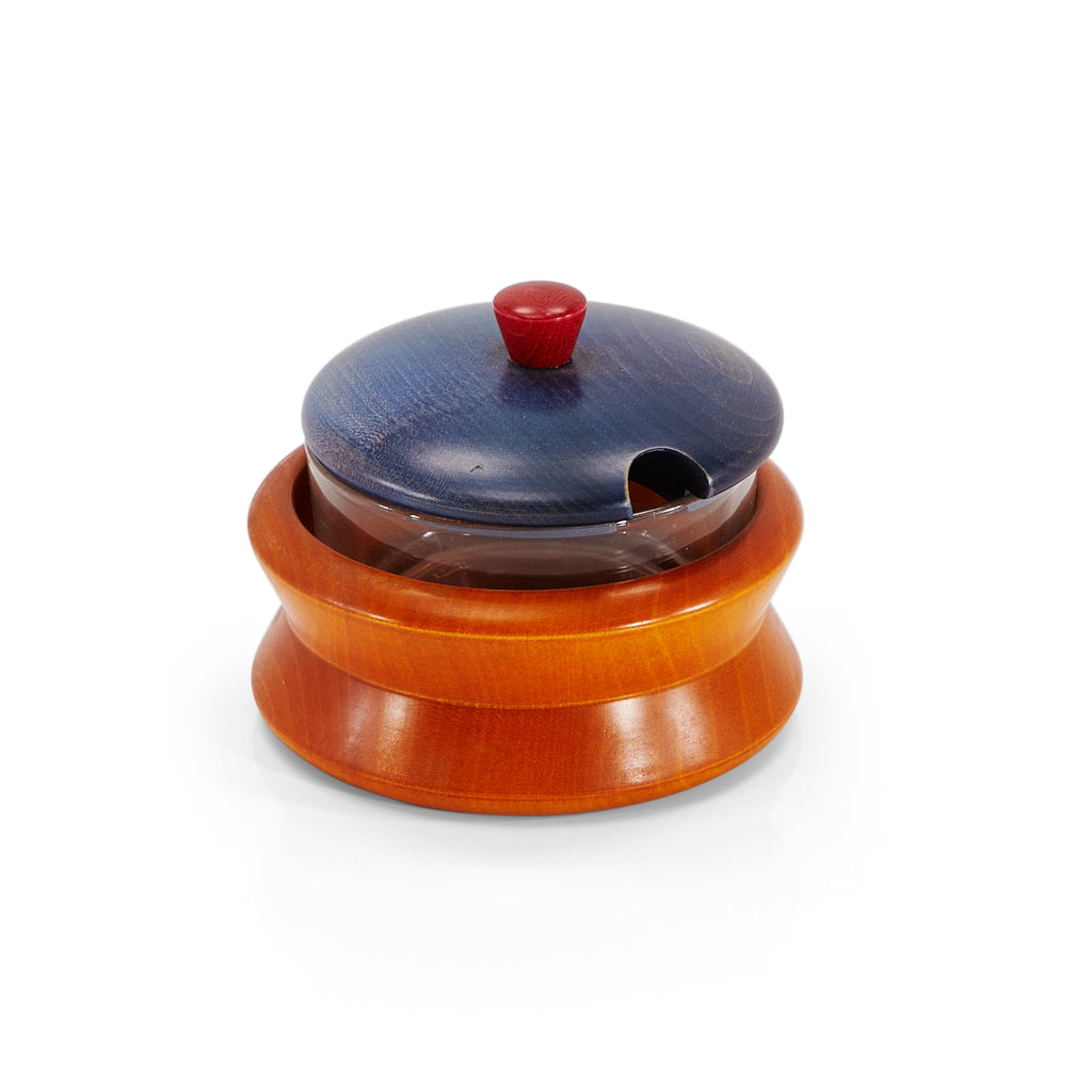 Wood & Blue Sugar Jar