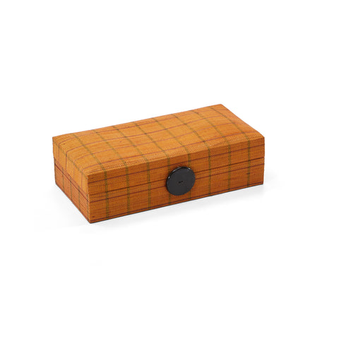 Orange Plaid Jewelry Box with Black Button