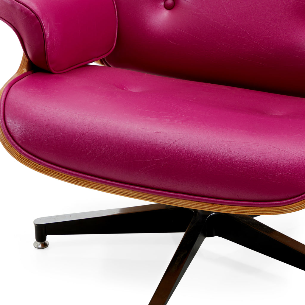 Pink Leather and Rosewood Lounge Chair