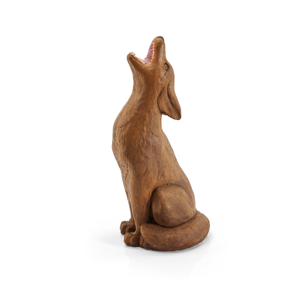 Brown Coyote Howling Sculpture