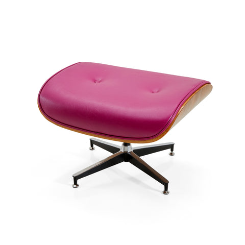Rosewood & Pink Leather Ottoman