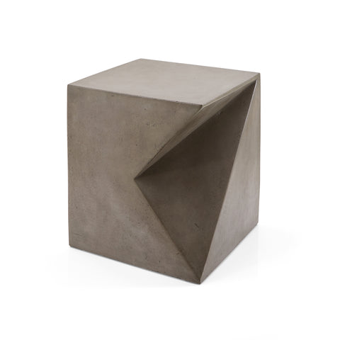 Concrete Cube Pedestal with Geometric Indent