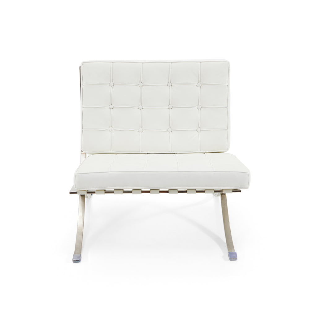 White Leather Barcelona Lounge Chair